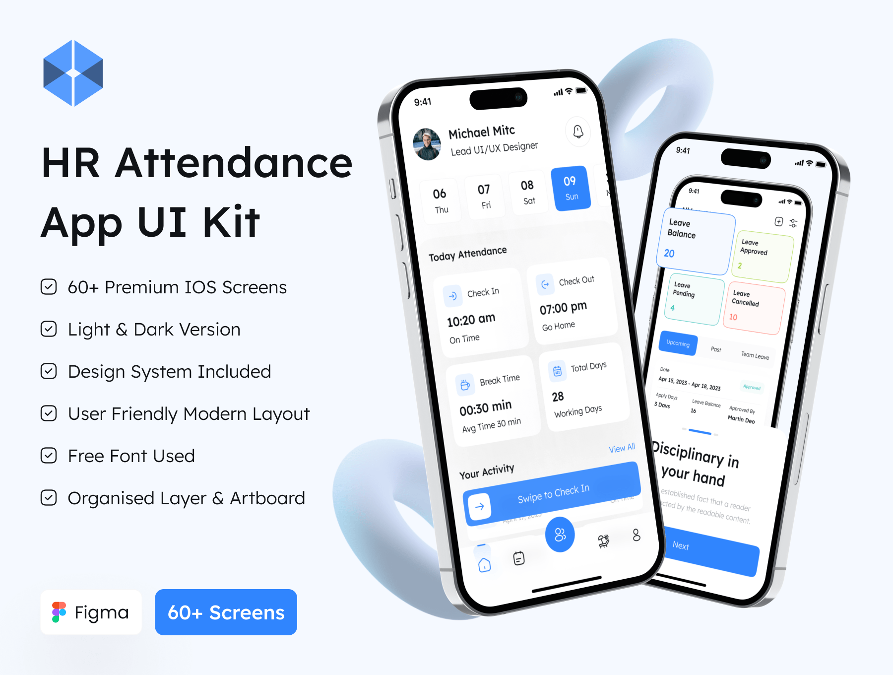 HR考勤应用UI工具包 HR Attendance App UI Kit figma格式-UI/UX-到位啦UI